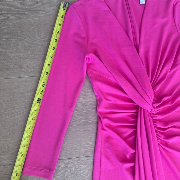 Micheal Kors Collection Pink low cut Knotted Draped Midi Dress in size 0 - Picture 16 of 16